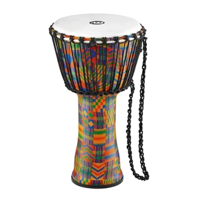 Image of Meinl Percussion Rope Travel Djembe Medium Sized Handdrum With Nylon Ropes Diameter 10 Inches Plastic, Multicoloured (PADJ2 M F)