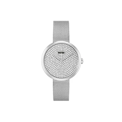 Image of BOSS Analogue Quartz Watch for Women with Silver Stainless Steel mesh Bracelet 1502657