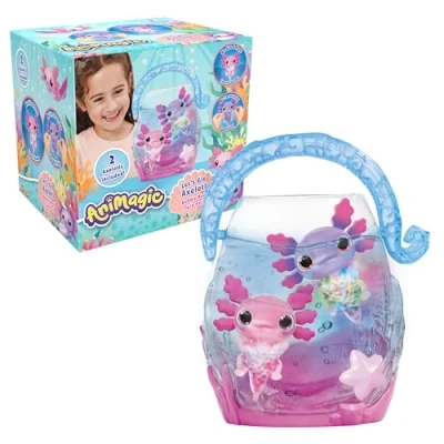 Image of Animagic: Let&#039;s Glo Axolotl Bubble Reef Twin Pack Portable Magic Aquarium Also Includes 2 Interactive Electronic Pets For Kids Aged 4+