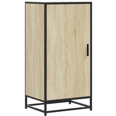 Image of vidaXL Shoe Rack 48x38x97.5 cm Sonoma Oak Engineered Wood/Steel Freestanding Storage with Door for Entryway/Bedroom
