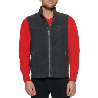 Image of Tommy Hilfiger Men&#039;s Lightweight Polar Fleece Vest, Charcoal, M