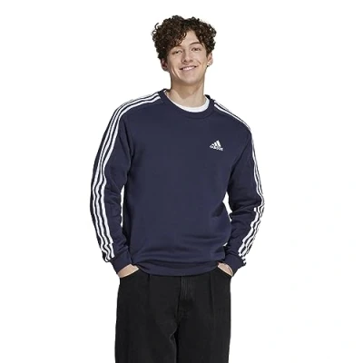 Image of adidas Men&#039;s Essentials Fleece 3 Stripes Sweatshirt, Legend Ink, L Tall