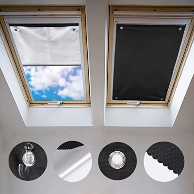 Image of Johgee 60x115cm Blackout Blind Suction Cup Curtain for Bedroom Roof Windows Office Baby Travel Window Shades, with Strength Cups