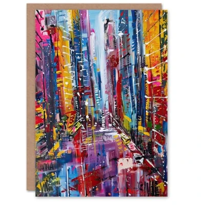 Image of Artery8 Greeting Card Abstract Chicago Street Colourful Cityscape Blank For Him Or Her Art Birthday
