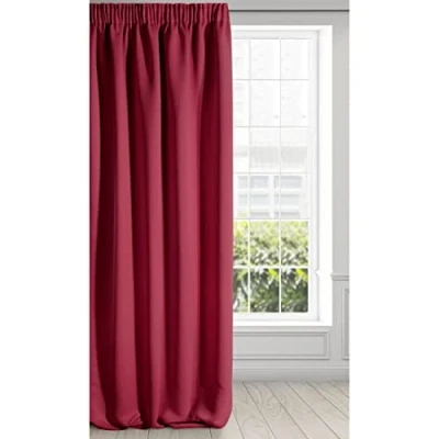 Image of Eurofirany LOGAN Extra Long Blackout Curtain 1 Unit Rod Pocket, Rufflette Tape, Light blocking Room Darkening Bedroom Living Room, W53 x L106, Red
