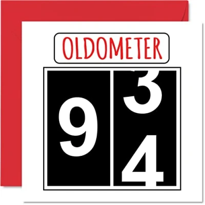 Image of Fun 94th Birthday Cards for Men Woman Oldometer Happy Card Great Grandad Grandpa Nanny Grandma Nan Gran Granny Dad Mum, 145mm x Greeting Cards,