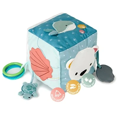 Image of Little Big Friends Soft Activity Cube Developmental Toy Encourages Hand Eye Coordination and Motor Skills Ocean