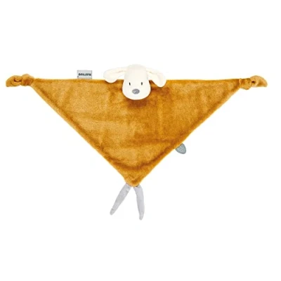 Image of Nattou Comforter Doudou with Ties, 65 x 35 cm, Cuddly Snuggle Blankie, Security Blanket, 100 Percent Super Soft Polyester, Machine Washable, PETA Approved Vegan, Vanilla Charlie the Dog, Caramel