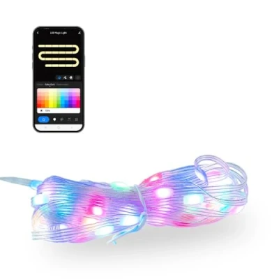 Image of ValueLights Smart RGBIC DreamColour LED Fairy Strings Lights, IP65 Waterproof, WiFi Garden Alexa and Google Compatible, App Control, Music Sync Light 5M