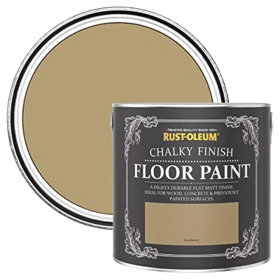 Image of Rust Oleum Yellow Scratch Resistant Floor Paint in Matt Finish Sandstorm 2.5L