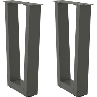 Image of vidaXL dining table legs V Shape steel anthracite modern adjustable 28x(42 43.3) cm desk/coffee durable geometric sleek design