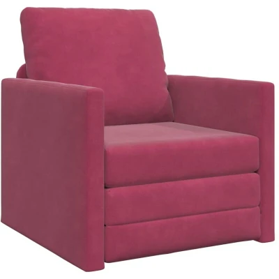 Image of vidaXL Floor Sofa Bed 2 in 1 Wine Red 74x77x81 cm Velvet