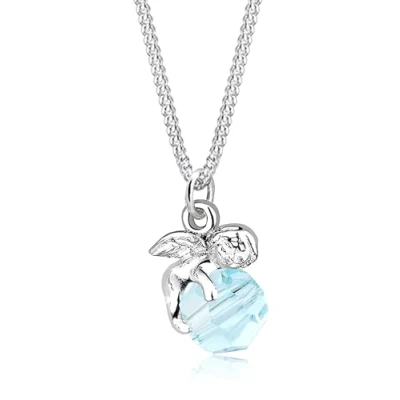 Image of Elli Women&#039;s 925 Sterling Silver Xilion Cut Crystal Angel Pendant Necklace