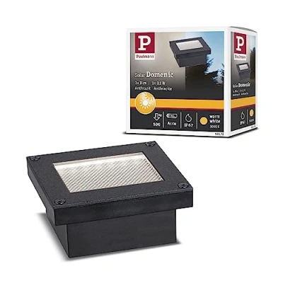 Image of Paulmann Domenic 94578 LED Solar Recessed Floor Light IP67 Square Including 1 x 0.1 W Warm White Black Wireless Plastic Rechargeable 3000 K