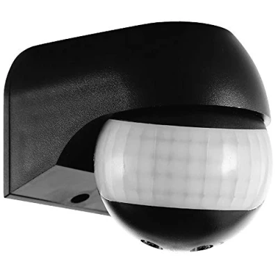 Image of IP44 Outdoor Wall Mounted PIR Light Switch 12m Range Motion Sensor 1000W LED Max Load Black External Security Auto Lamp Control Photocell Lux &amp; Time Delay Movement Detector