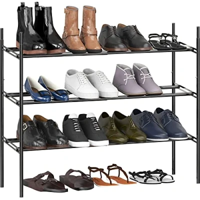 Image of Simple Houseware 3 Tier Extendable Shoe Rack, Black