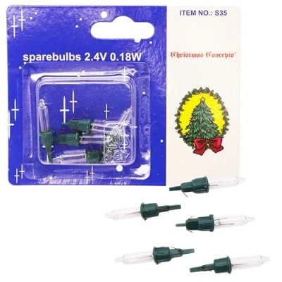 Image of Christmas Concepts® Pack of 5 Clear Push in Spare Bulbs 2.4v 0.18w 0.075a Replacement