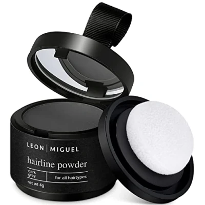 Image of LEON MIGUEL Hair Line Powder Unisex Repair Make Up Shadow Instantly Covers and Conceals Receding Hairlines, Thinning etc. Waterproof 4g (dark grey)