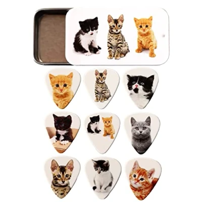 Image of Tin of 9 Kitten Guitar Plectrums Harmony Picks