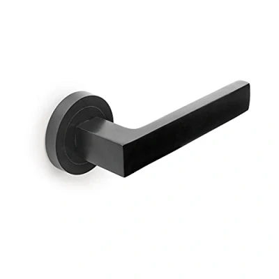 Image of Emuca Internal Door Handles, Set of Handles with D.50 mm (1,96 inch) Rose, Aluminium, Black.