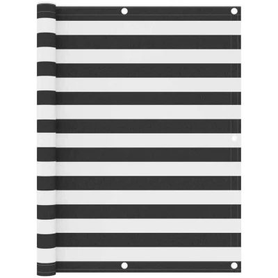 Image of vidaXL Waterproof Balcony Screen, UV Protection and Privacy Shield, Anthracite White, 120x500 cm, Made of PU Coated Oxford Fabric, With Aluminium Eyelets PE Rope Included