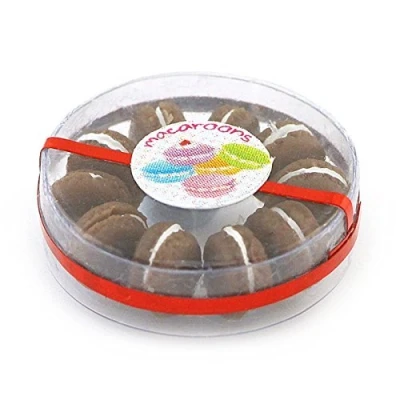 Image of MyTinyWorld Dolls House Miniature Box of 10 Chocolate Macaroons