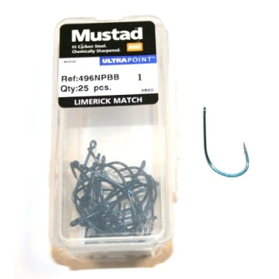 Image of Mustad 496BNP BU Offset Soft Bait Hooks (Limerick Match) Size 1 Qty 25