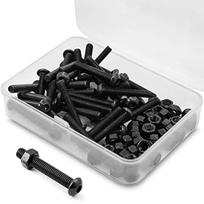 Image of (40 Sets) M5 x 20mm Screws and Nuts Set Half Head Hex Socket 10.9 Grade Alloy Steel Full Thread