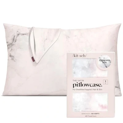 Image of Kitsch 100% Satin Pillowcase with Zipper, Softer Than Silk for Hair &amp; Skin, Cooling Pillow case, Case Cover (Standard/Queen (2 Pack), Blush)