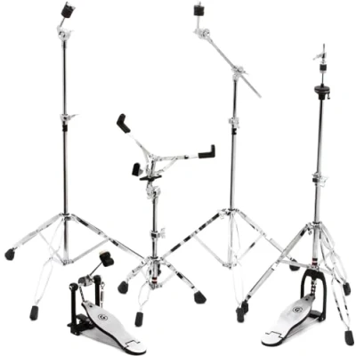 Image of Gibraltar Hardware Pack 4700PK, consisting of: 4706 Snare stand, 4707 Hi Hat 4709 cymbal boom 4710 straight 4711ST Single Pedal