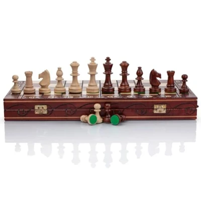 Image of Master of Chess Tournament Wooden Set With Pieces “CONSUL 48 cm / 19 in Foldable Large Board Game for Adults and Kids STAUNTON NO.5