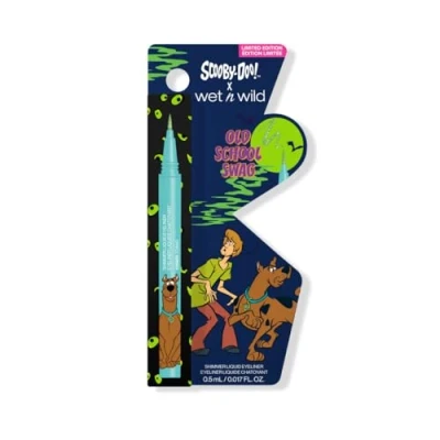Image of Wet n Wild Scooby Doo Old Scholl Swag, Liquid Eyeliner with Flexible Brush for Ultimate Precision, Semi Sheer Buidable Formula and Micro Glitter Finish Sparkling Eye Look, Zoinks Shade