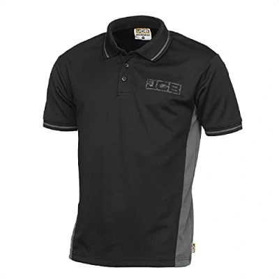 Image of JCB Workwear Men&#039;s Polos Polo Shirt Performance Shirt, D+IB Black/Grey, Size Medium