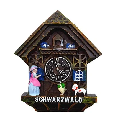 Image of Cuckoo Clock Style Black Forest Germany 3D Fridge Magnet Souvenir Gift Home &amp; kitchen Decoration Magnetic Sticker Schwarzwald Refrigerator Collection