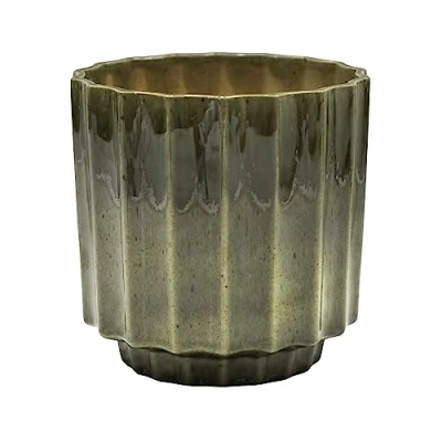 Image of Ivyline Planter, Ceramic, Green Reactive, H13cm x D13cm