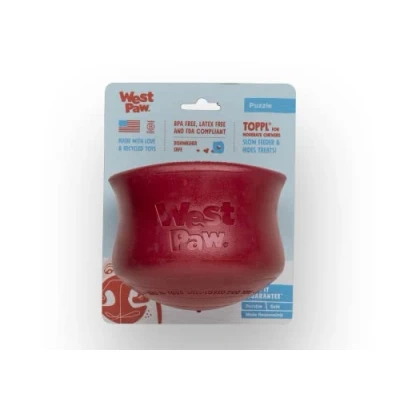 Image of WEST PAW Zogoflex Toppl Interactive Treat Dispensing Dog Puzzle Play Toy, 100% Guaranteed Tough, It Floats!, Made in USA, Extra Large, Ruby Red