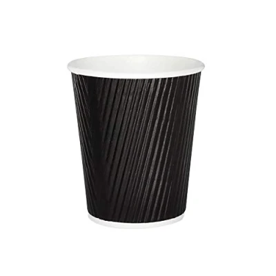Image of Belgravia 12oz Triple Walled Black Ripple Paper Cups 25&#039;s PACK (20)