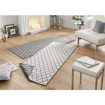 Image of bougari Indoor and Outdoor Rug, Polypropylene, Grey Cream, 80 x 250 cm