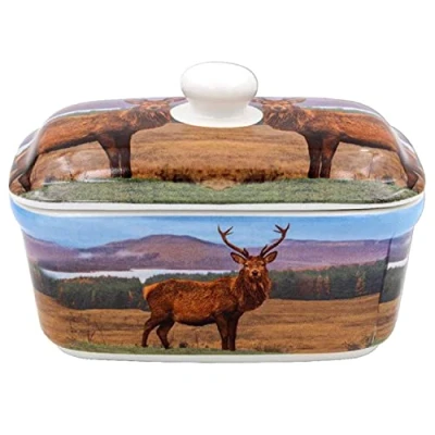 Image of Butter Dish stag Animal Dessert Design Kitchen Container fine China Ceramic New soap Holder Stand Display Jewellery Tray Necklace Box Travel Earring Ring Tree Jewelry Gift Bag Pink
