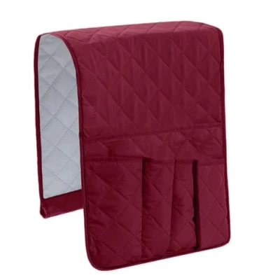 Image of Sofa Armrest Organizer, Anti Slip Caddy Pocket, Cloth Storage Pouch, Cabinet Space Saver Bag for Phones Books Magazines Glasses TV Remote Controls, Waterproof Control Cases(Wine red)