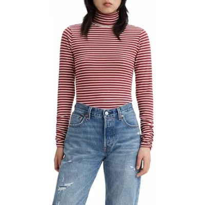 Image of Levi&#039;s Ruched Turtleneck Long sleeved top, Women&#039;s, Size: Small, Dill syrah
