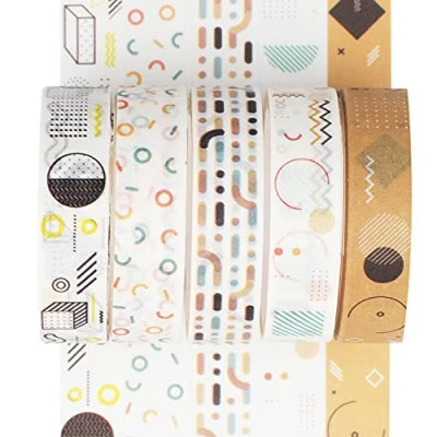 Image of YUBX 5 Rolls Washi Tape Set Creative Basic Thin Decorative Tapes for Art, DIY Crafts, Bullet Journals, Planner, Scrapbooking, Packaging (POP)