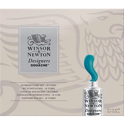 Image of Winsor &amp; Newton, Designers Gouache, Introductory Paint Set, 10 x 14 ml Tubes Assorted Colours
