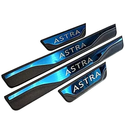 Image of Ever TA 4 pcs Car Door Sill Protector Strips for Op el Vauxhall Astra 2010 2022, Stainless Steel Auto Threshold Kick Plates Pedal Body Styling Decoration Accessory, Blue