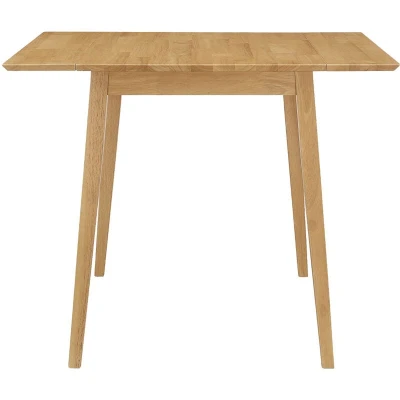 Image of Hallowood Furniture Ledbury Small Drop Leaf DiningTable, Solid Wooden Folding Table in Light Oak Finish, Dining Table, Kitchen for Home &amp; Café