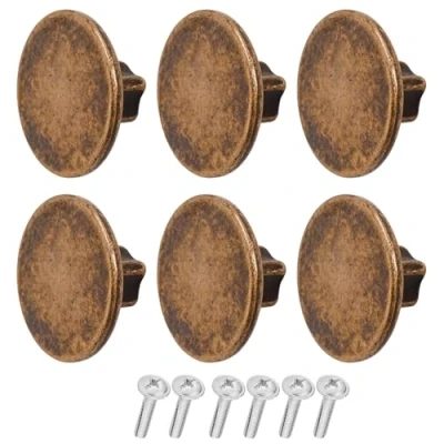 Image of Decoranddecor Vesta 40mm Round Kitchen Cabinet Furniture Knob Zinc Alloy (6 Pack, Antique Copper)