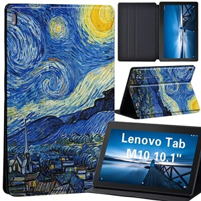 Image of Case for Lenovo Tab M10 TB X605F/ X605L/ X505F/ X505L Leather Tri Fold Stand Cover 10.1 Inch Tablet, (dark sky paint)