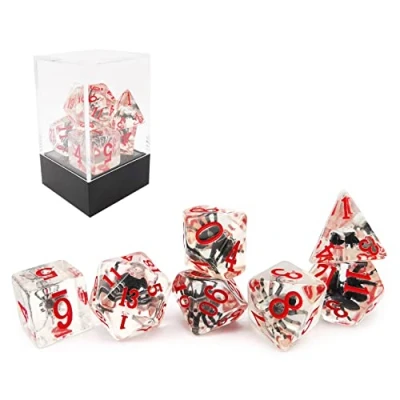 Image of Bescon Novelty Spider Polyhedral Dice Set, Black RPG set of 7