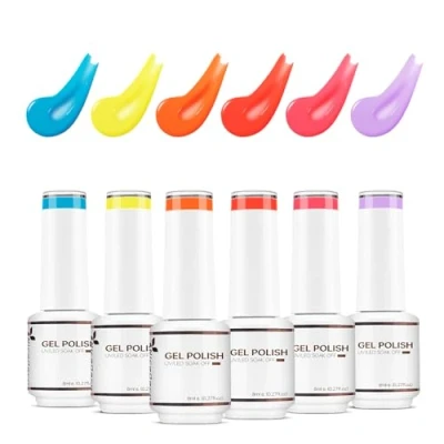 Image of Nicedeco Gel Nail Polish Set, UV/LED Soak Off Art Manicure Pedicure for Professional, Salon &amp; Home Use Long Lasting Easy to Apply 6pcs x 8ml Kit4