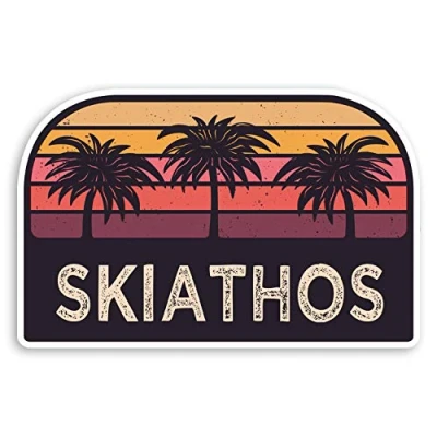 Image of 2 x 10cm Rustic Skiathos Greece Vinyl Stickers Travel Luggage Sticker #31628 (10cm Wide)